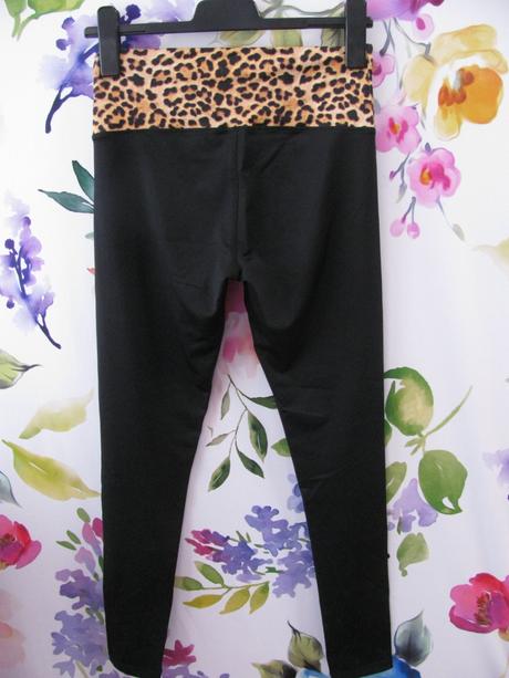 Černé elastické legíny, s tygrovým vzorem yogi, south,38