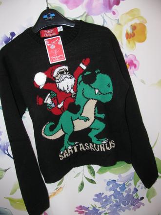 Krásný černý svetr se santou, vánoční motiv/unisex, 152