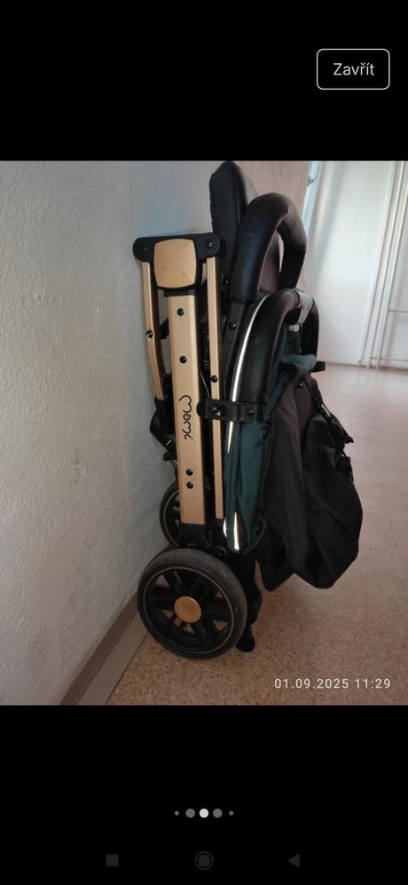 Kočárek momi estelle zelený se zlatým rámem, momi,momi estelle