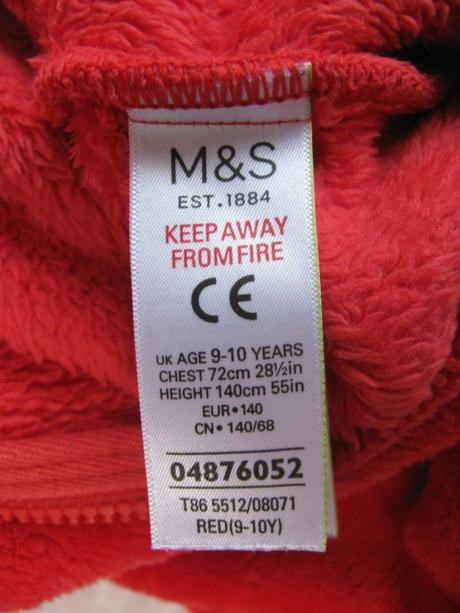 Fleecový overal s kapucí na spaní santa, marks & spencer,140