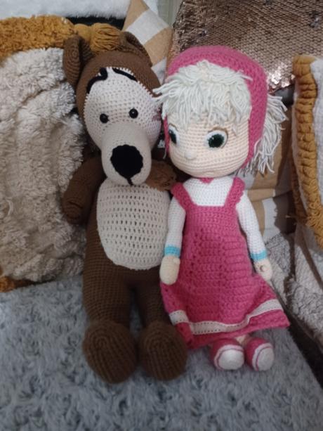 Háčkovaná máša a medvěd 40-50cm, 