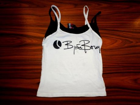 Bíločerné letní tílko s efektem dva v jednom, 146