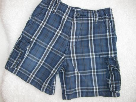 Modré plátěné kárované kraťasy s kapsami, children's place,86