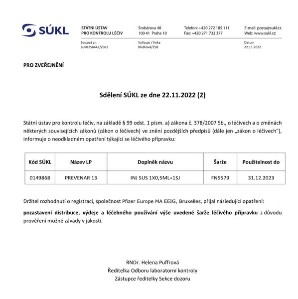 Nebezpečí špatné šarže Prevenaru: Co hrozí?