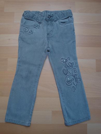 Džíny pro slečny - šedo-stříbrné, 104