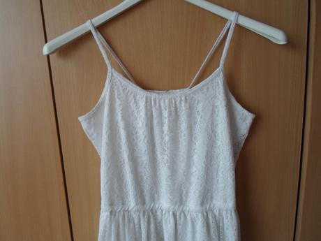 Bílé krémové krajkové šaty šatičky, h&m,146