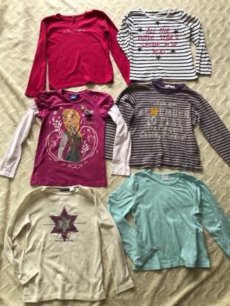 6 triček dlouhý rukáv 122/128, 122