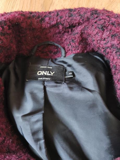 Vínový teddy kabát kabátek only, only,s