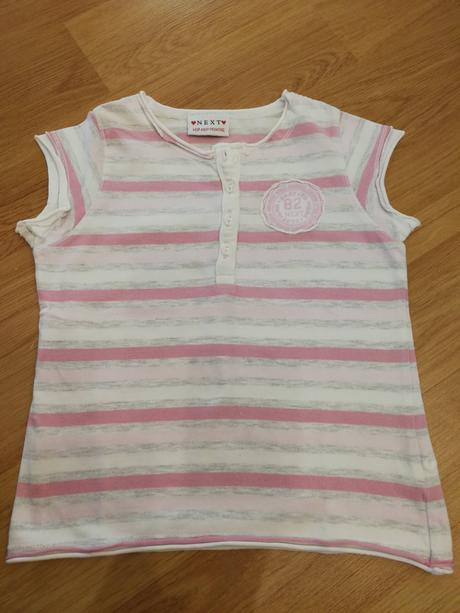 Tričko next proužky růžové-bílé-šedé v.  104, next,104