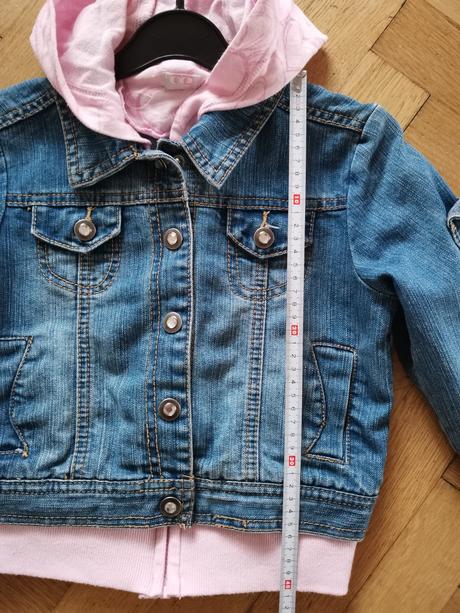Džínová bunda s mikinou dvojí efekt vel. 128, 128