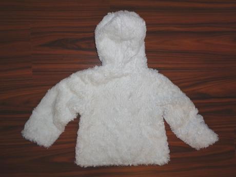 Překrásný bílý chlupatkový kabátek - přechod, baby club,74