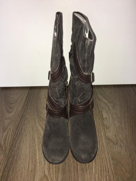 Hnědé vysoké kožené kozačky replay, replay,38