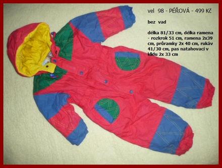 Zimní kombinéza vel 3 roky péřová teplá, 98