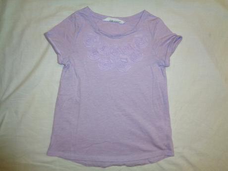 Luxusní fialkové tričko s růžičkami 122/128, h&m,122