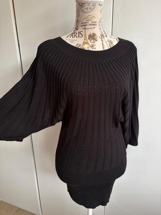 Černé šaty s netopýřími rukávy xs h&m, h&m,xs