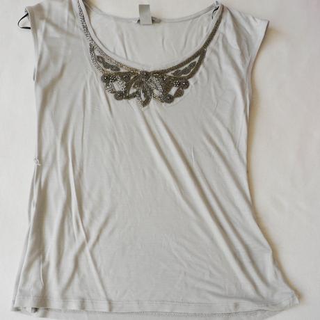 Seda bluzka s aplikaci koralku xs od h&m, h&m,xs