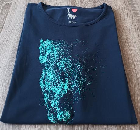 Dívčí triko tmavě modré kůň krátký rukáv tchibo, tchibo,158