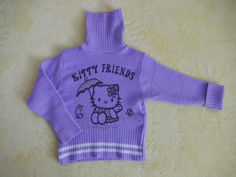 Fialový svetřík/rolák s hello kitty, 74