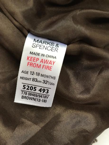D12/ kabátek podzim/ jaro hnědý - v.12/18 měs., marks & spencer,86