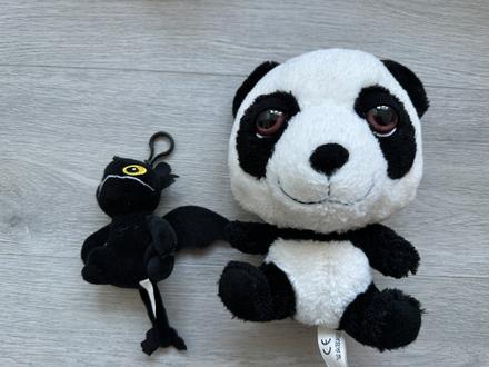 Plyšová panda, plyšový netopýr jak vycvičit , 2 ks,
