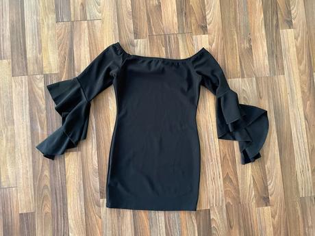 Off-shoulder minišaty s asymetrickým rukávem, vel, m