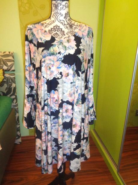 Luxusní modré květované šaty 5xl, 5xl