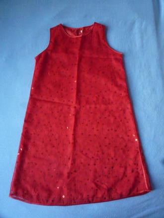 Červené třpytivé šaty vel. 134, 134