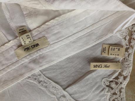Komplet bílá tunika,kalhoty mango vel.m,36 krajka, mango,m