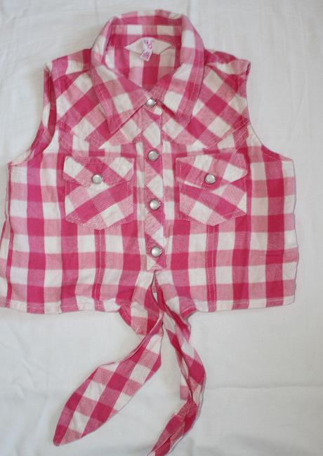 Ho43. plátěná káro krátká košile s uzlíkem 8-9 let, 134