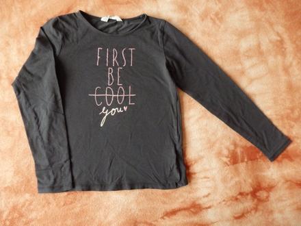 Černé tričko s nápisem, vel. 134/140, h&m,134