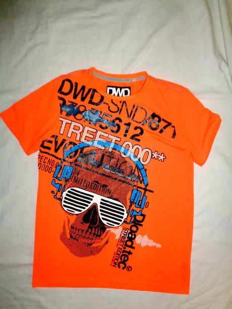 Luxusní svítivě oranžové tričko s lebkou 158/164, c&a,158 / 164