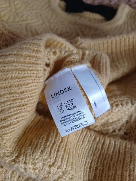 Pletený hořčicový svetr lindex 134/140, lindex,140