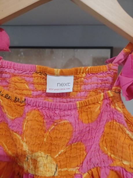 Kytičkový letní overal + háčkovaná čepice, next,98