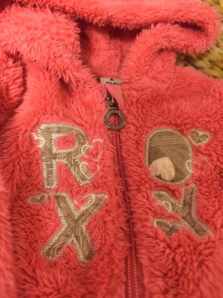 Růžová chlupatá bunda mikina roxy 74/80, roxy,74