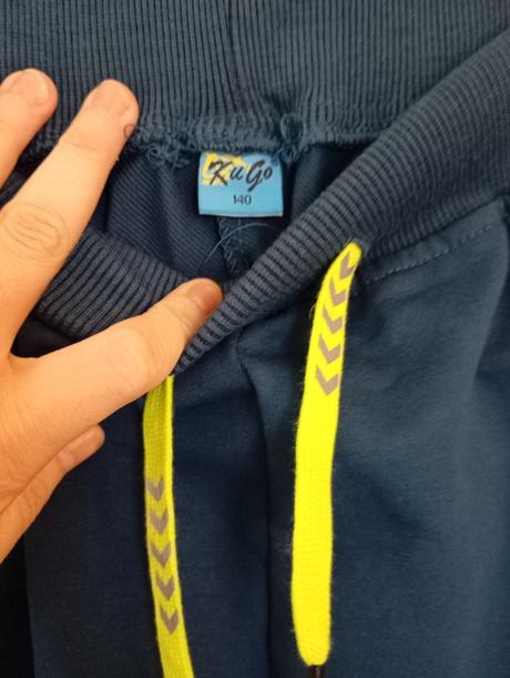 Petrolejové bavlněné tepláky kugo s reflexními prv, kugo,140