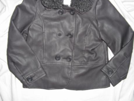 Bombastická šedá koženková bunda, vertbaudet,104