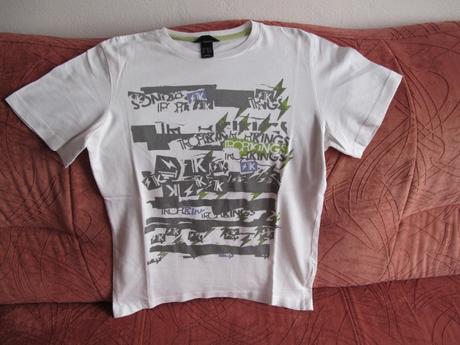 Bílé tričko s nápisy, h&m,158