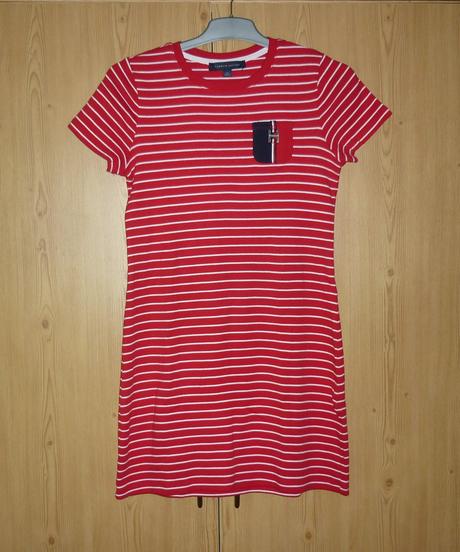 Červeno - bílé dámské tričkové šaty tommy hilfiger, tommy hilfiger,s