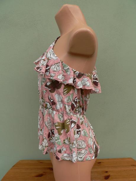 Top na jedno rameno s motýly h&m - vel.m, h&m,m