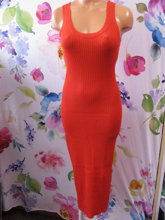 Oranžové přiléhavé midi šaty z pleteniny h&m, h&m,s