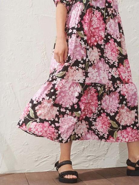 Dámské letní šaty květované midi h&m s m 36 38, h&m,s