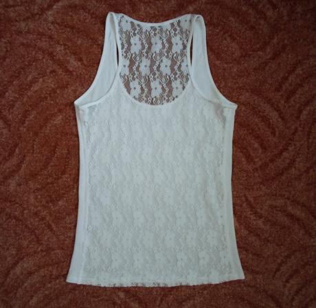 Bílé krajkové tričko triko tílko, h&m,s