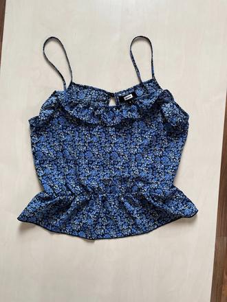 Květinkový top s volánem, vel s, bik bok, s