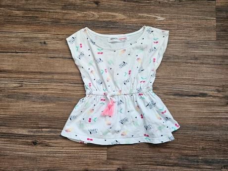 Dívčí šaty šatičky minoti 74 bílé s potiskem třešn, minoti,74