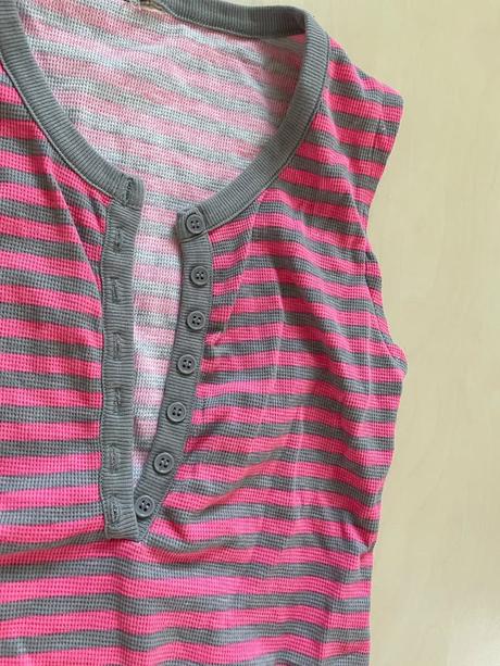 Růžový pruh kraťáskový overal, vel cca s/m, s