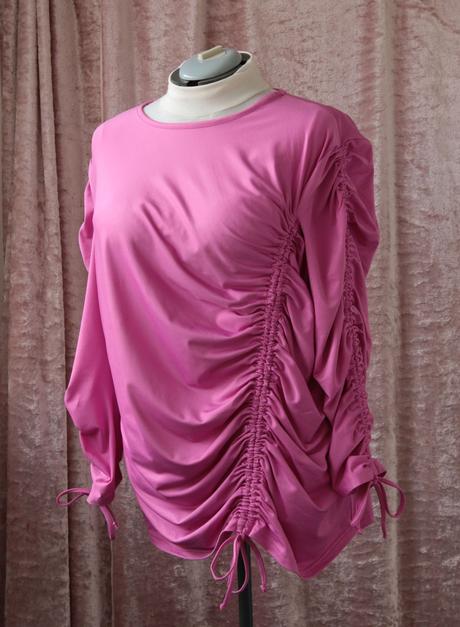 Růžové nařasené tričko xxxl, 5xl