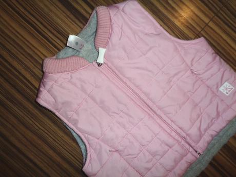 Krásná růžová přechodová vesta - prošívaná, baby club,68