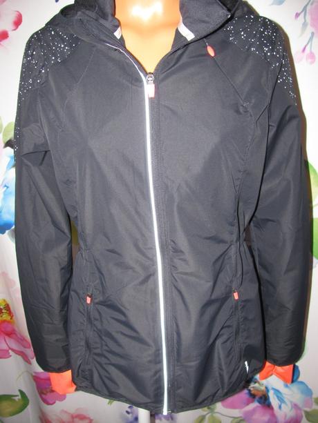 Krásná modrá přechodná bunda s kapucí, větrovka, active,38