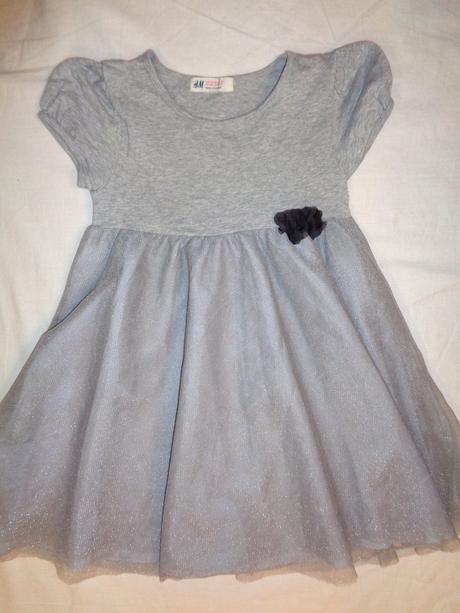 Luxusní šedostříbrné šaty 122/128, h&m,122 / 128