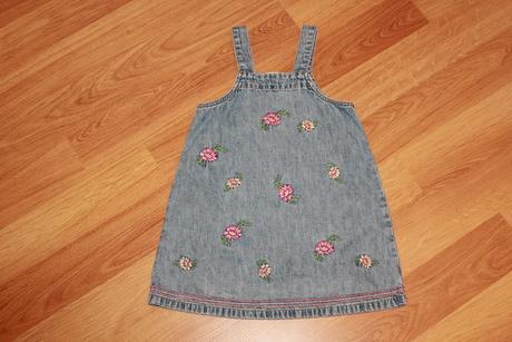Džínová sukně šaty gap s laclem, kytičky - vel. 4r, gap,104